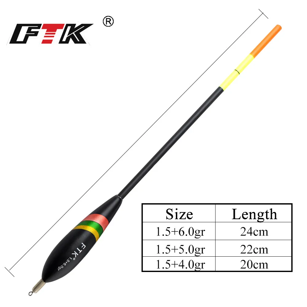 FTK Barguzinsky Fir Float 3PCS/LOT 1.5+4.0gr 1.5+5.0gr 1.5+6.0gr Bobber Vertical Buoy Mixed Size carp fishing peche accesoires