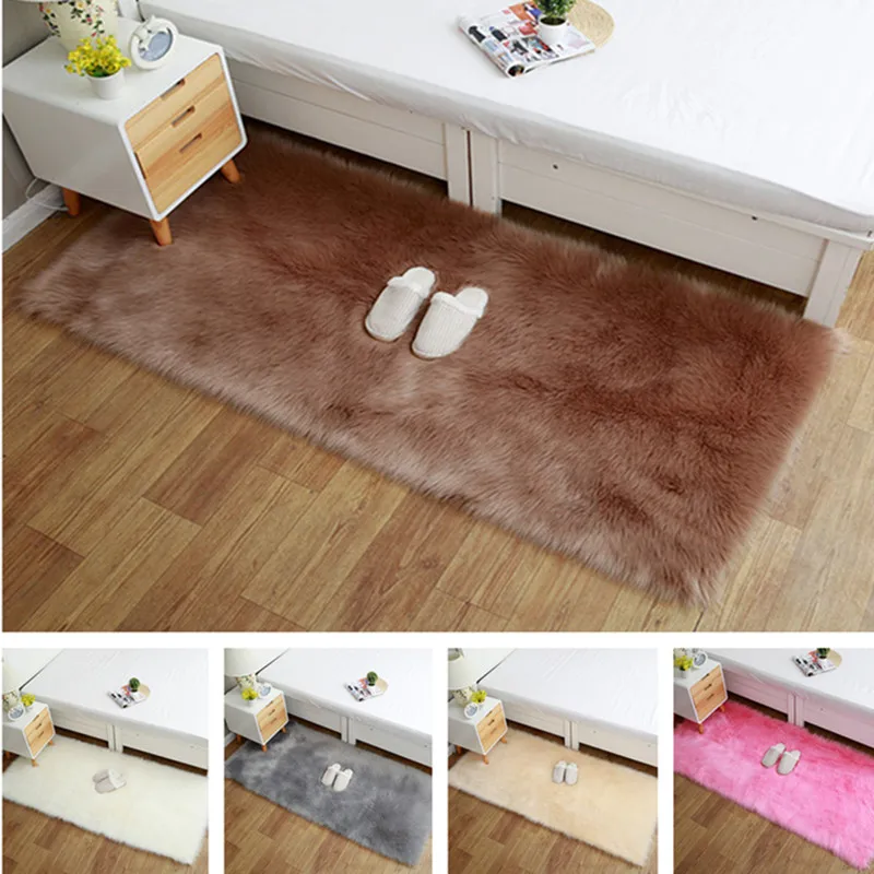 

Soft Artificial Sheepskin Rug Chair Cover Artificial Wool Warm Hairy Carpet Seat Badroom Set tapetes Stripes Rug Floor tapis