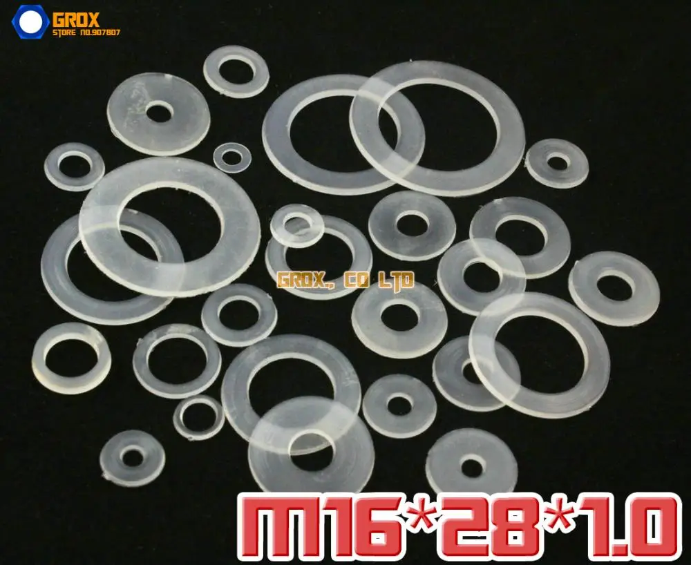 

200 Pieces M16 x 28 x 1.0mm Soft Nylon Flat Washer Insulation Washer