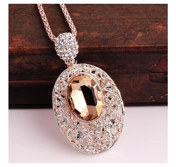 Women Chains Necklaces & pendants Big Large Crystal Chain Long Necklace Clothing Accessories Collier Rose Gold Color Neckless