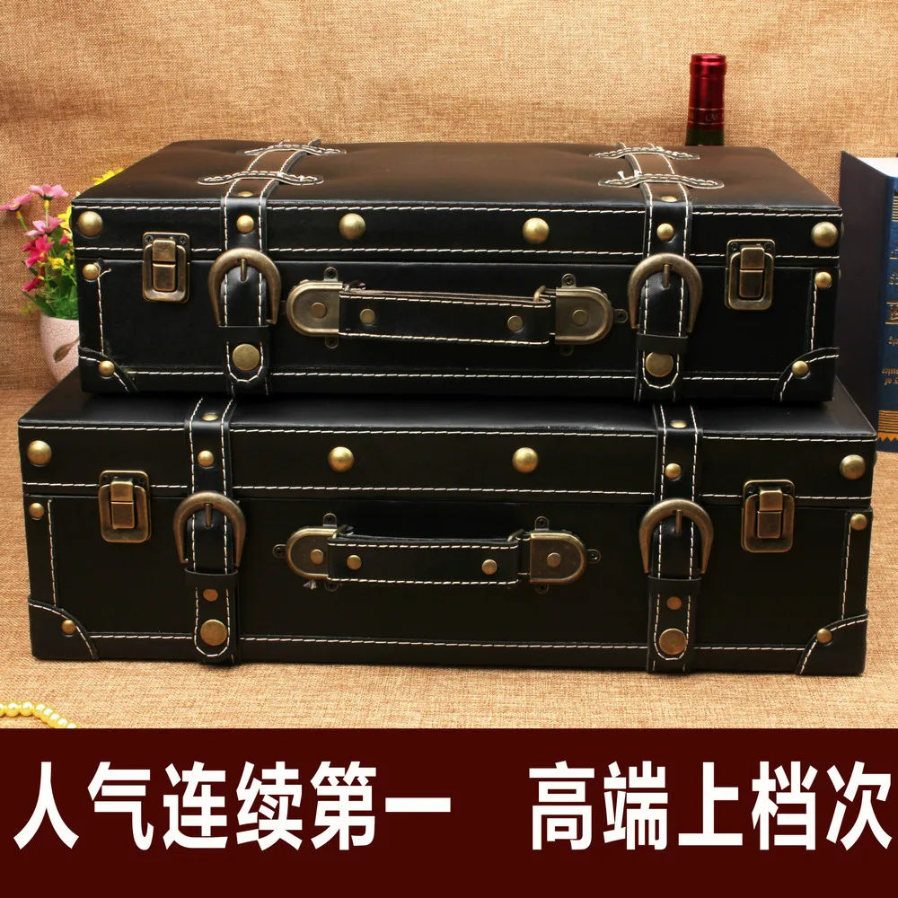 Hot vintage leather suitcase storage storage box factory sales wedding photography window display software installed props