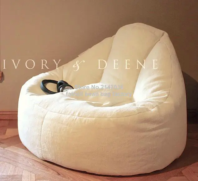 Furlicious Leanback Lounger , high back support bean bag living room sofa chair - lazy sofa beds in white