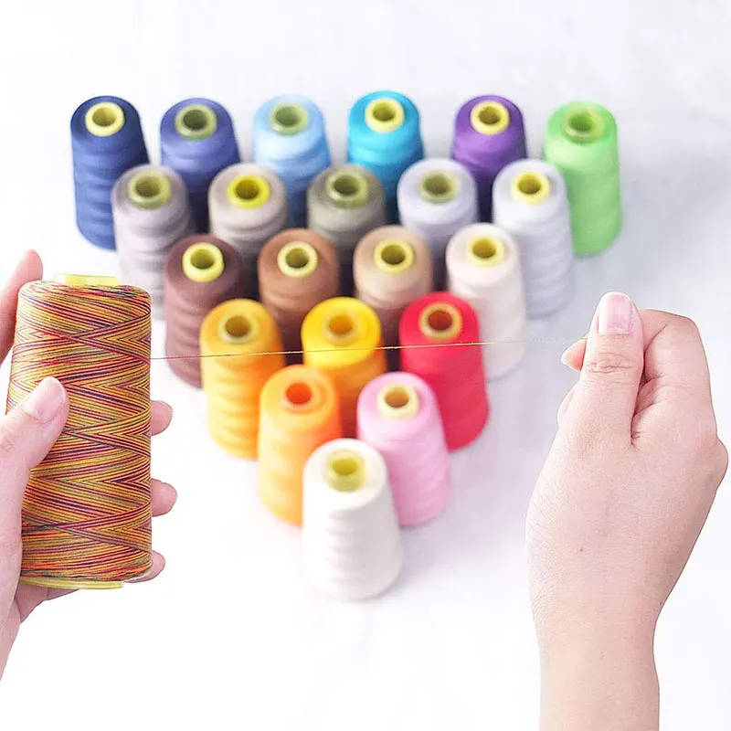 LMDZ 1Pcs 150D/3 Rainbow Color Sewing Thread Hand Quilting Embroidery Sewing Thread Variegated Polyester Needlework Fiber Yarn