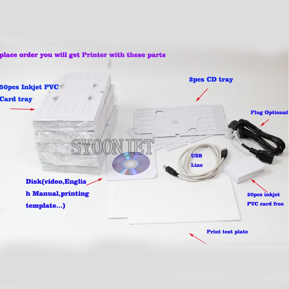 Automatic PVC id cards inkjet printer with 52 trays for Epson L800 printer for id card CD-DVD printing machine