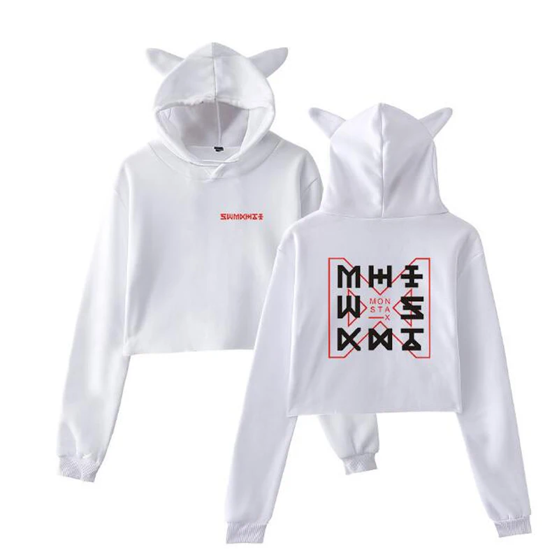 K POP K-POP KPOP MONSTA X Album WONHO YOOKIHYUN I.M JOOHEON Crop Top Hoodie Cropped Sweatshirt Women Tracksuit Hip Hop Clothing