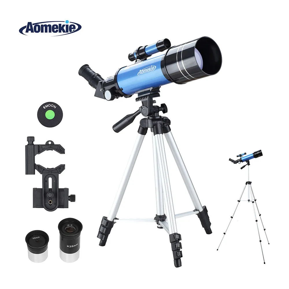 

AOMEKIE Telescope with HD 70mm Large Lens Adjustable High Tripod Phone Adapter 16X/66X for Moon Watching Beginner Kids Gift