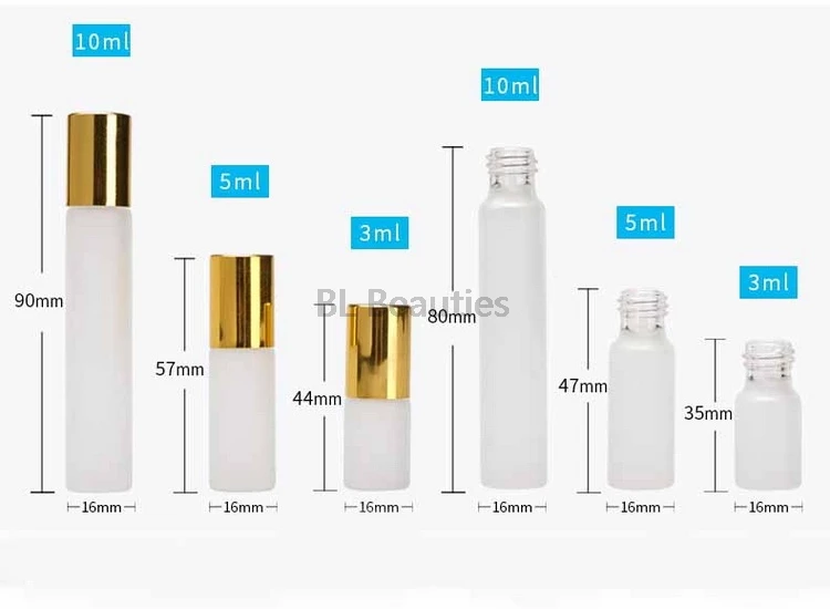 1000pcs/lot 3ml 5ml 10ml Frosted Glass Roll On Bottle Essential Oil Bottle + Eye Masssge Stainless Steel Roller Ball