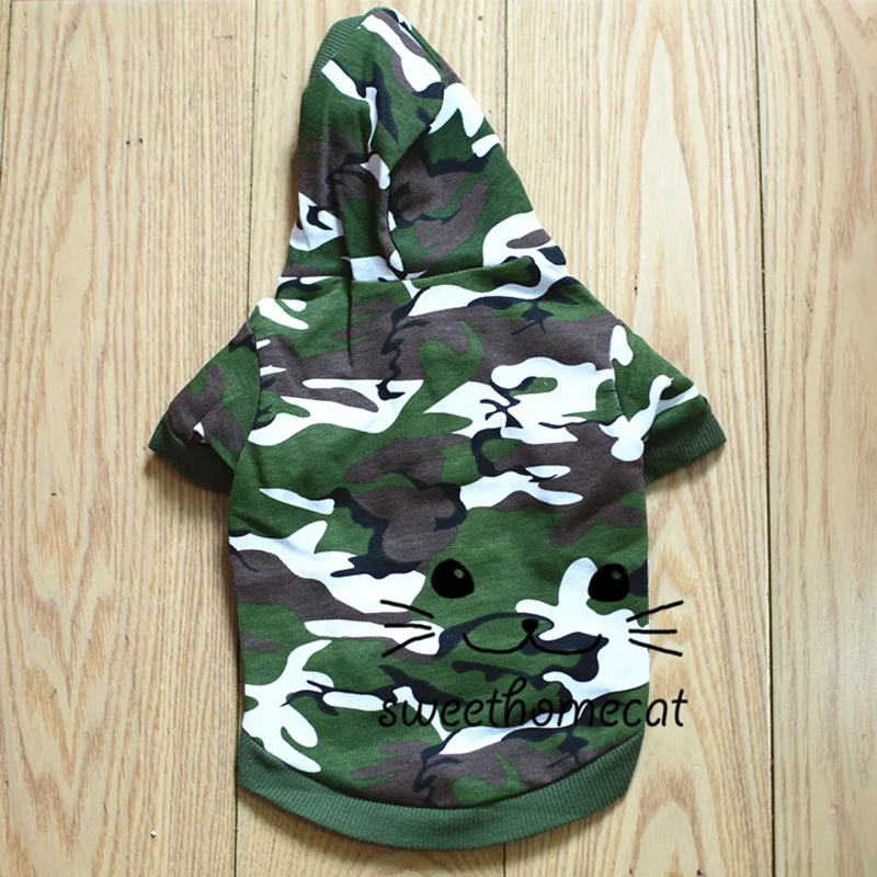 Camouflage Cat Costumes, Cotton Clothes, Army Green, Pink Hoodie, Pet Puppy Product for Small Dog, Spring, Autumn, Winter, New