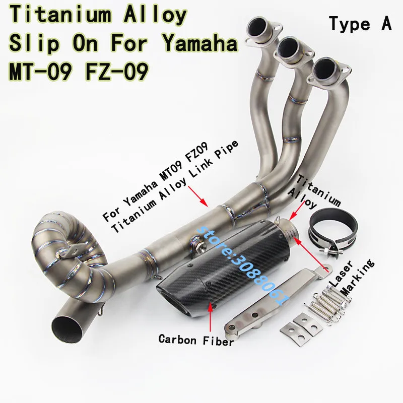 

Motorcycle Exhaust Muffler Contact Middle Link Pipe Titanium Alloy Full Exhaust System Slip On For YAMAHA MT-09 FZ-09 MT09 FZ09