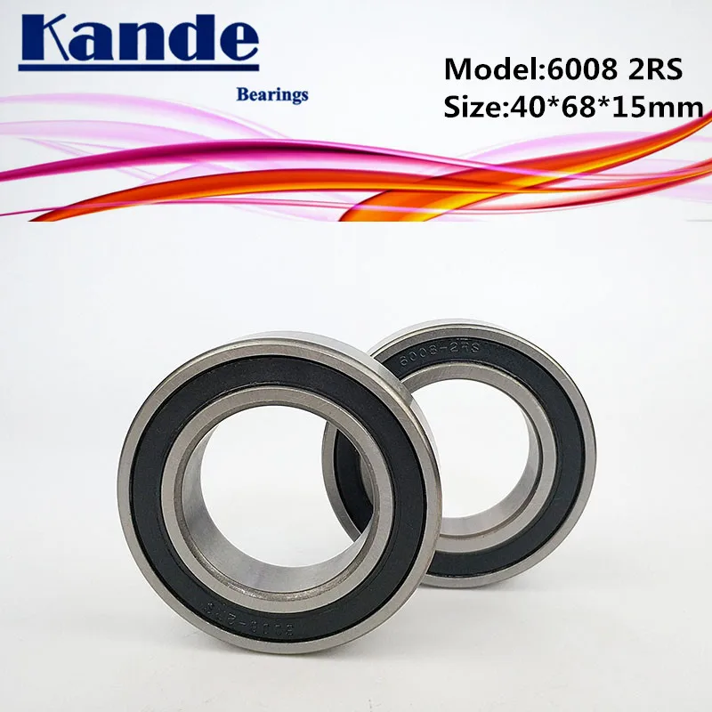 6008RS Bearing 2pcs ABEC-5 High quality 6008 2RS Single Row Deep Groove ball bearing 6008-2RS 40x68x15 mm