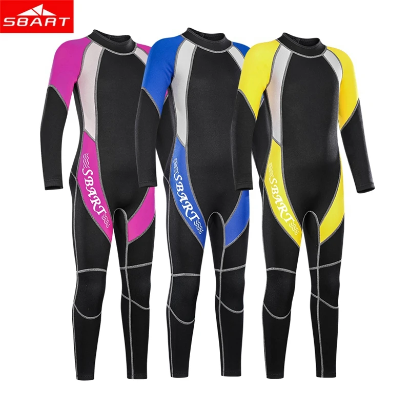 

SBART New 2MM Children's Neoprene Wetsuit One-Piece 2-15 Years Kids Long Sleeve Full Body Sunscreen Diving Suit Warm Swimsuit