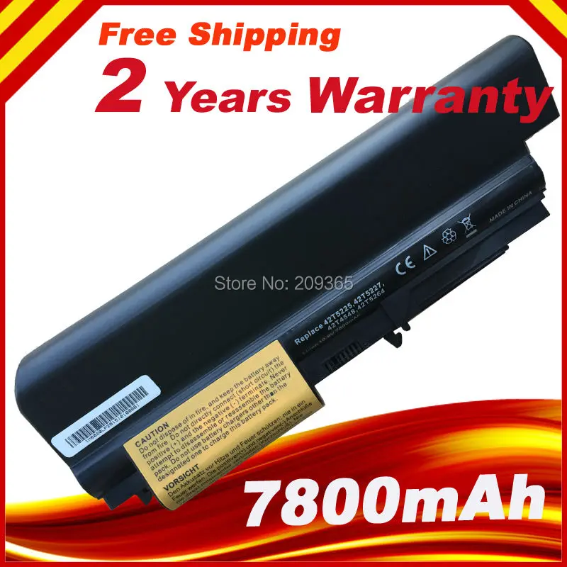 6600mAh 9 Cells laptop Battery For  Lenovo ThinkPad R400 T400 R61 T61 R61p T61u Laptop Battery 42T5264 42T5265