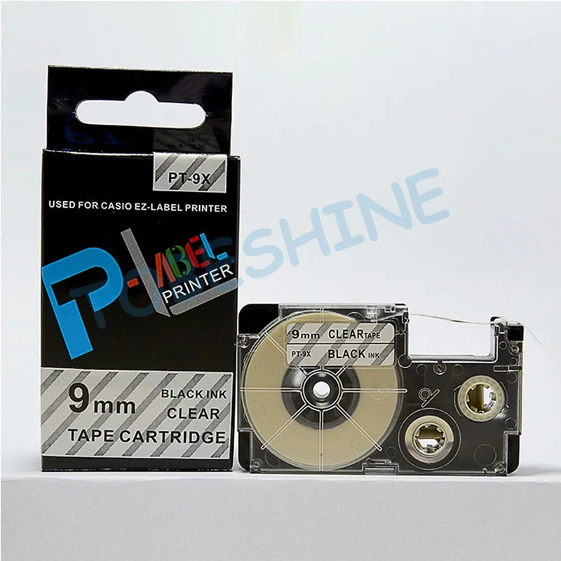 Бесплатная доставка 5 штук в партии Совместимые типы лент XR-9X 9 мм черный на прозрачном для EZ принтер этикеток