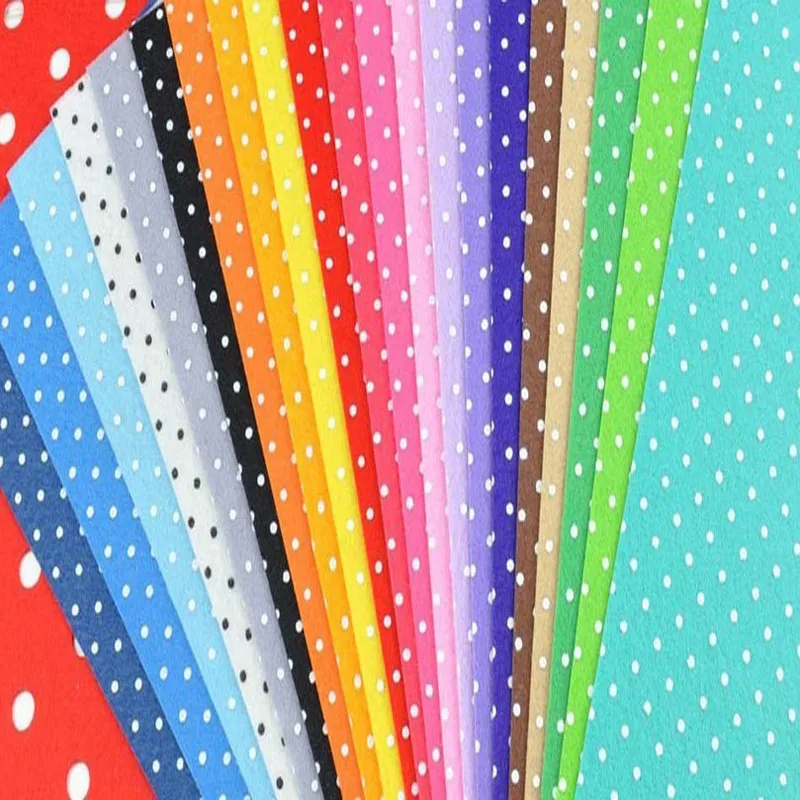 Selection Pretty 20 Candy Colors Polka Dot Heart & Stripe Printed Nonwoven Felt Fabric For DIY Sewing Decoration Gift 14x14cm