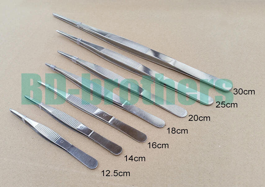 

CR Thickened Round Head Medical Stainless Steel Tweezers With Anti-skid Slot Nipper Forceps 200pcs/lot