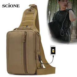 USB Charging Chest Bag Hiking Bag Tactical Men Bags Camouflage Shoulder Sling Fishing Blaso Travel Camping Hunting Backpack Bag