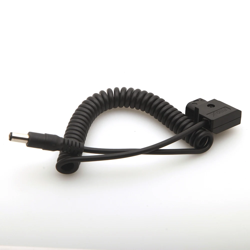 Coiled D-Tap Male to DC 5.5x2.5mm Cable for DSLR Rig Power V-Mount Anton Battery