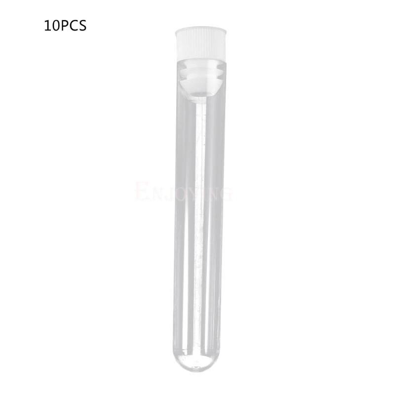 10Pcs Plastic Test Tubes Lab Test Tool With Screw Cap Transparent 16x100mm