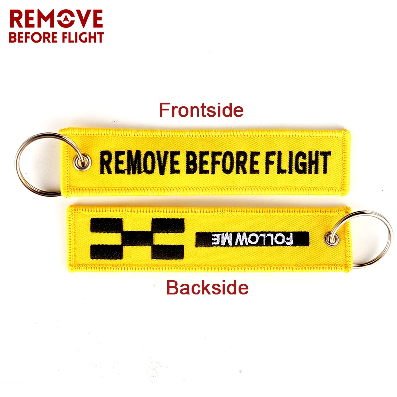 Remove Before Flight Key Chain FOLLOW ME OEM Keychain Jewelry Embroidery Safety Tag Aviation Gifts llavero Fashion Sleutelhanger