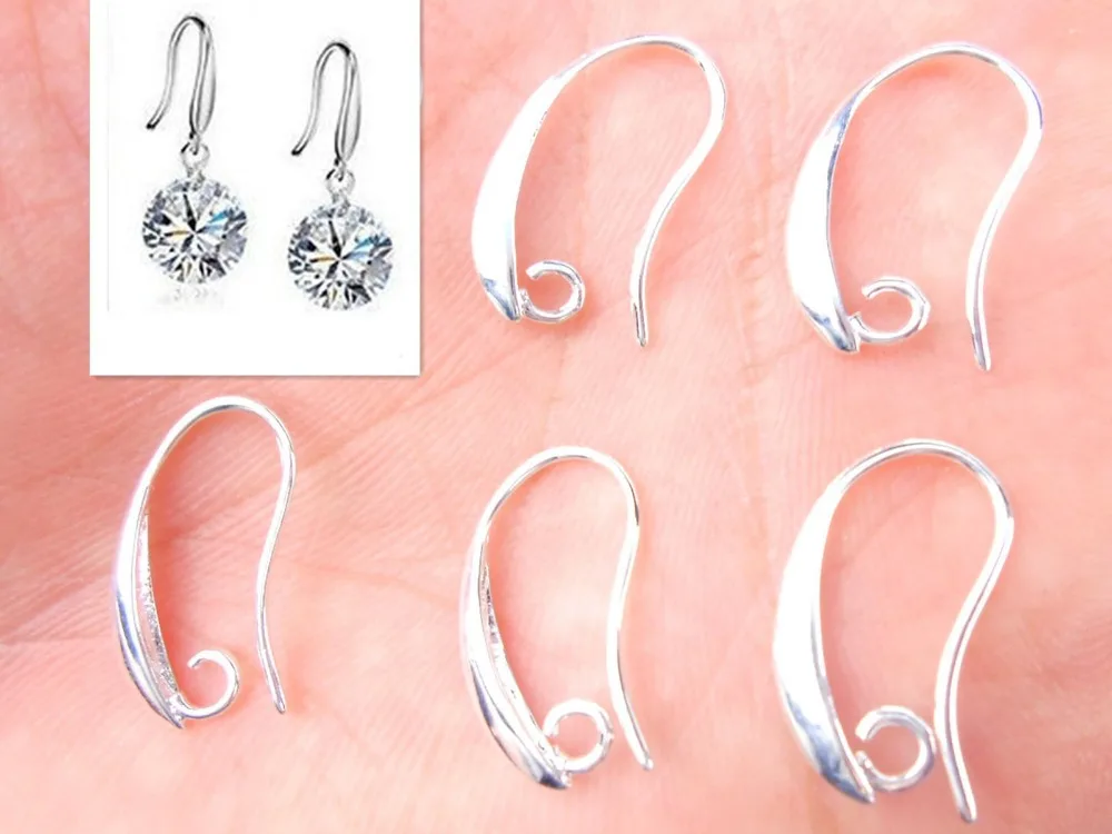 

20PCS Wholesale Lot 925 Silver Jewelry Findings 925 Sterling Silver Earring Pinch Hooks Earwire For Crystal Pearl Free Shipping