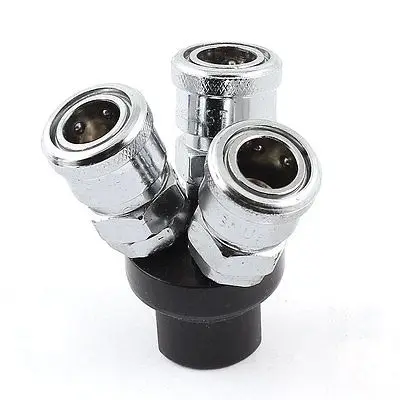 Silver Tone 12mm to 13mm Quick Fittings Coupling 3 Way Pass Air Hosec Coupler