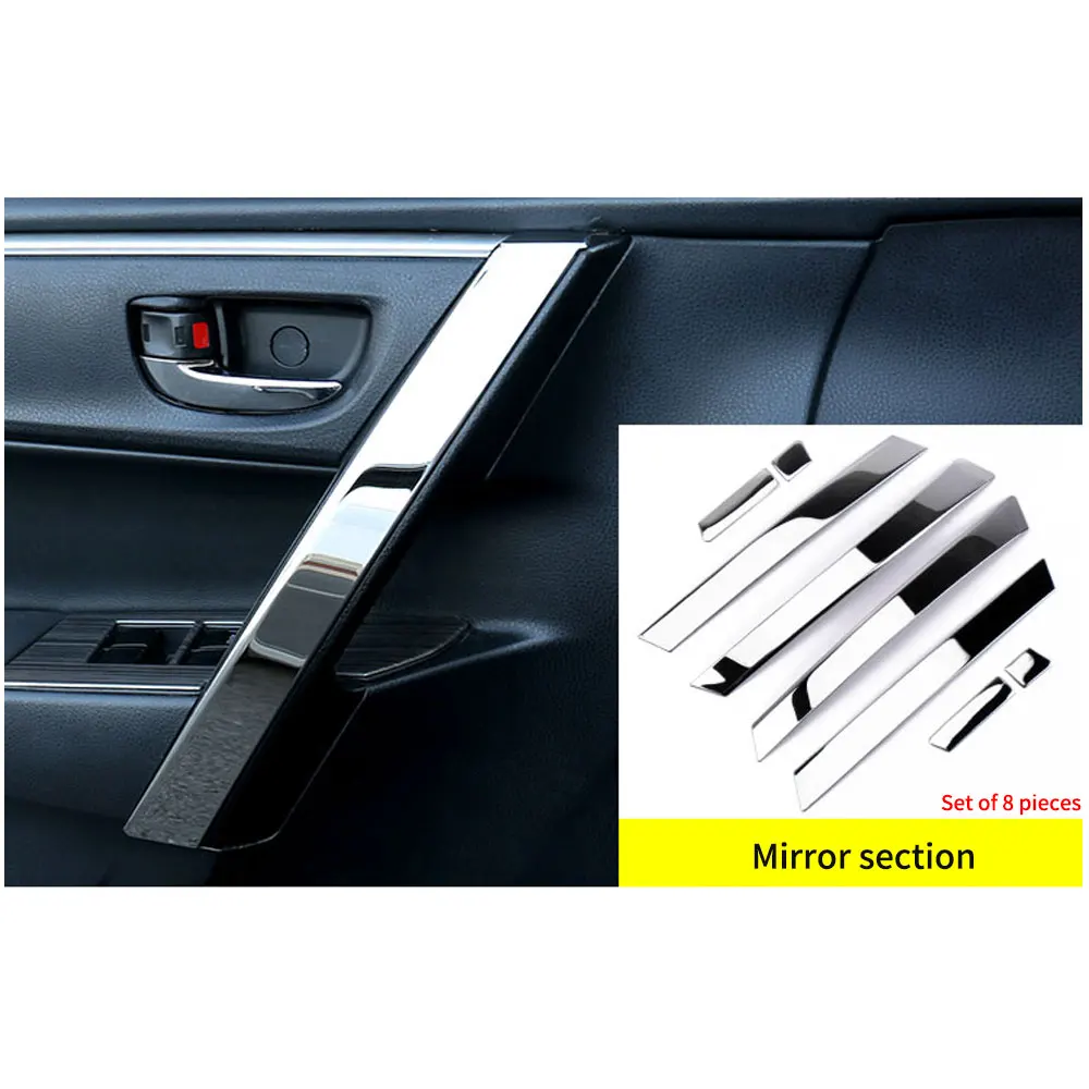 8Pcs Car Accessories Interior Armrest Trim Stainless Steel Door Handle Trim For Toyota Corolla 2014 2015 2016 2017 2018