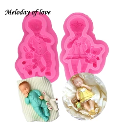 DIY Boy Girl Silicone Mold Fondant Cake Decorating Tools Cupcake Chocolate Baking Moulds for the baby shower favour gifts T1367