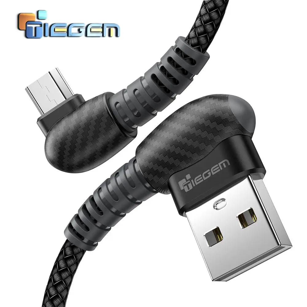 

TIEGEM Micro USB Cable 2A Fast Charging Cable 90 Degree Mobile Phone USB Charger Cable for Samsung Xiaomi Huawei Android Device