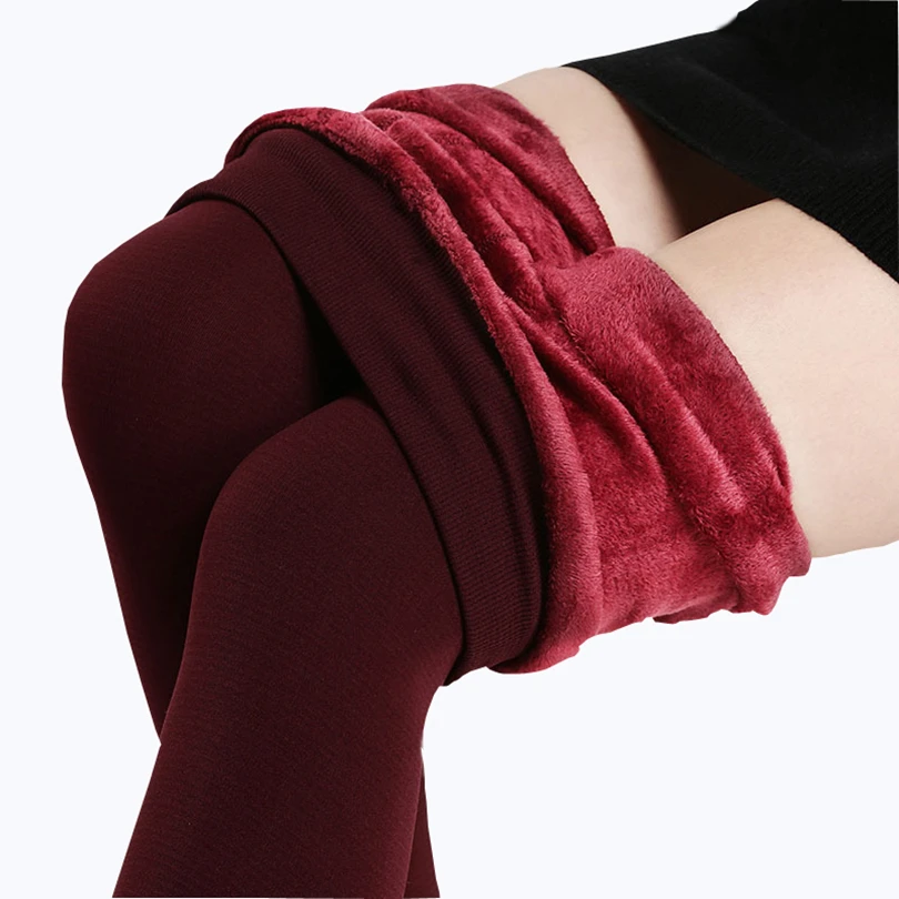 YGYEEG 2022 New Cashmere Fashion Leggings Women Girls Warm Winter Bright Velvet Knitted Thick Legging Elastic Solid Lining Pants