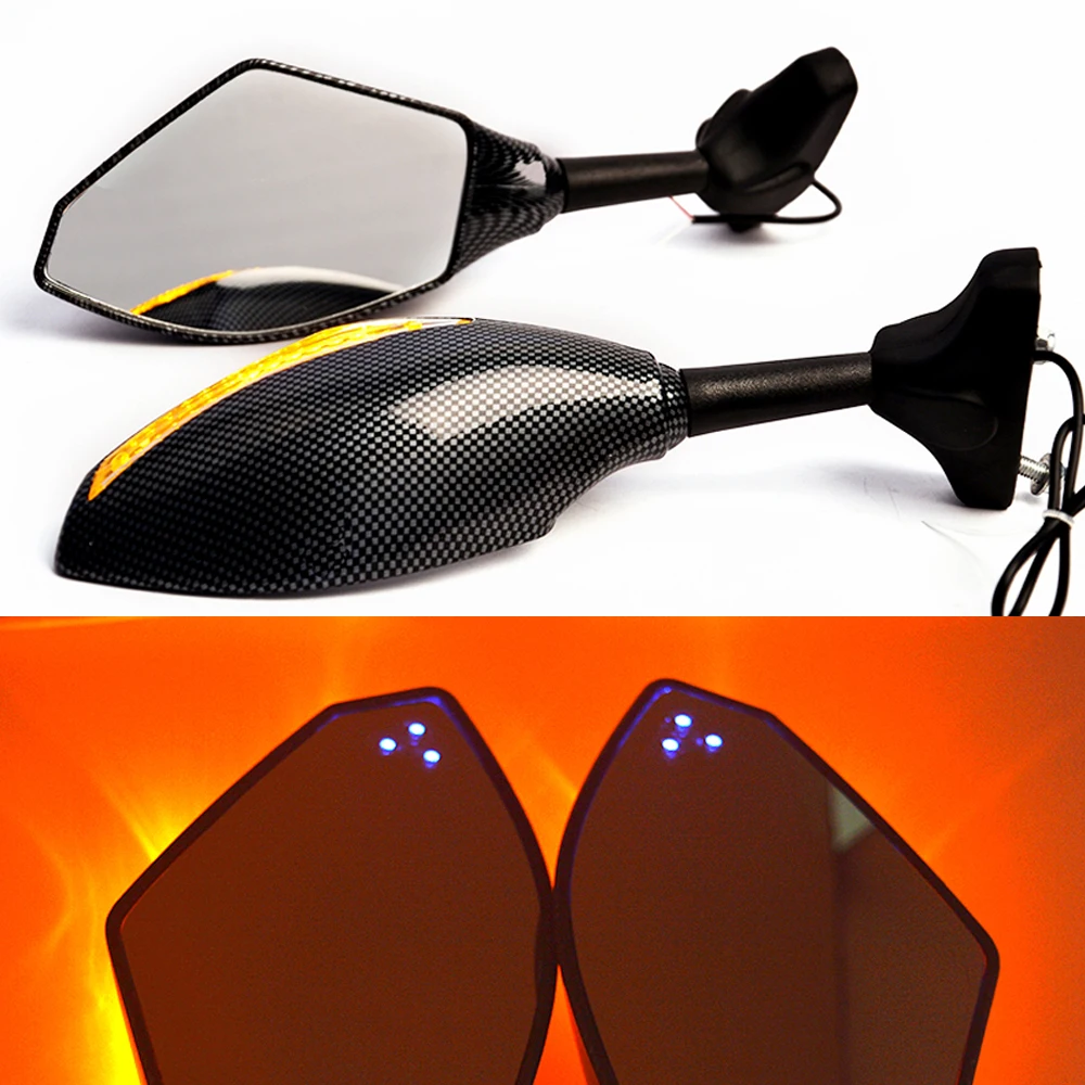 3 Blue Point LED Motorcycle Side Mirror Dual LED Turn Signals For Honda VFR 800 Interceptor ABS CBR600 F1/F2/F3/F4/F4I