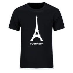 New Summer I Love London T shirt Funny Eiffel Tower Romantic Design Fashion Tshirt Homme Cotton Soft Hipster Loose Size