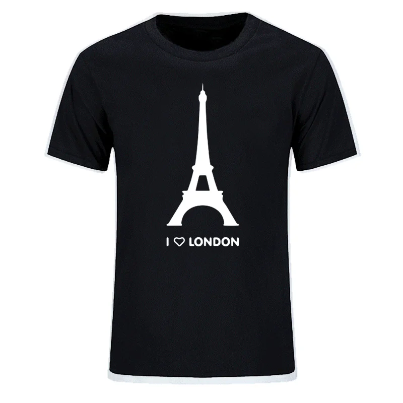 New Summer I Love London T shirt Funny Eiffel Tower Romantic Design Fashion Tshirt Homme Cotton Soft Hipster Loose Size