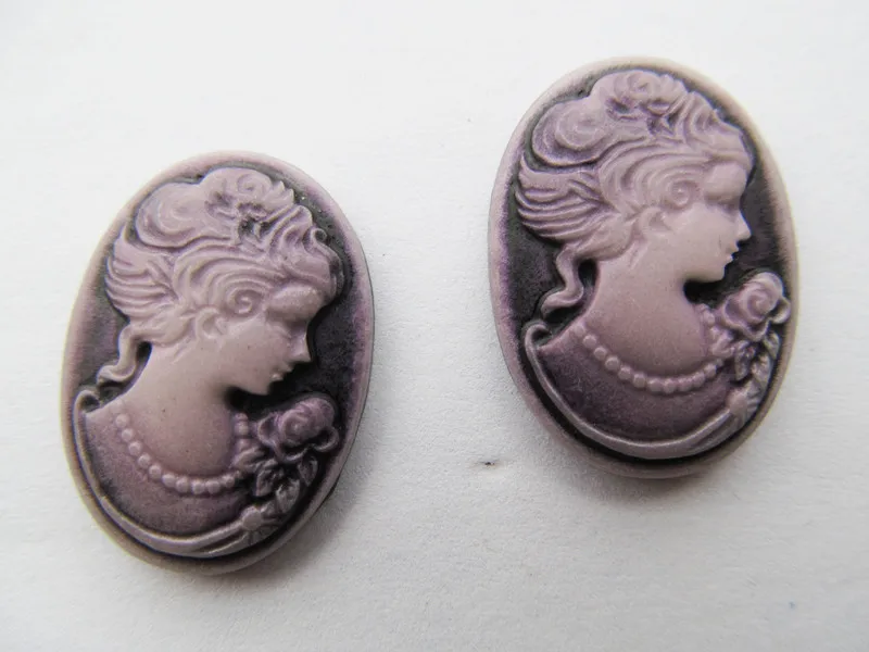 20pcs 18mmx25mm Purple Oval Flatback Resin Beauty Head Lady Cameo Charm Finding,Phone Decoration Kit,DIY Accessory Jewellry