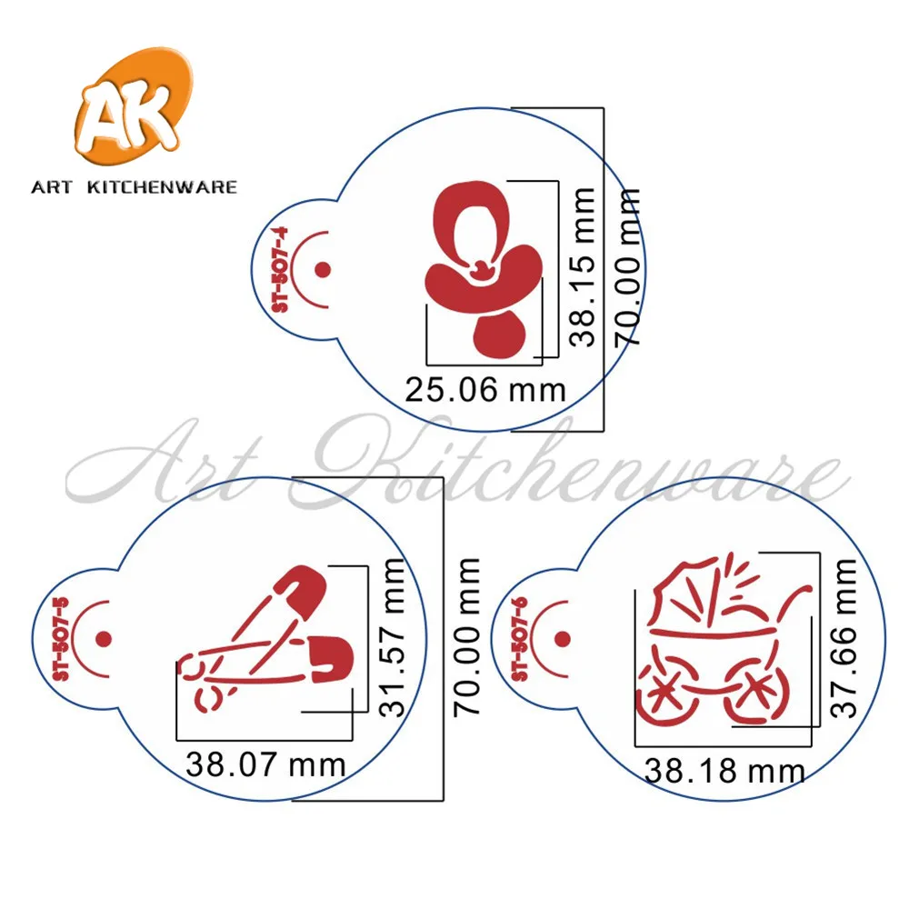 Mini Small Baby Candy Cookie Stencil Set,Baby Party Decoration Mold Cupcake Top Stencils,Candy/Cookie Tops Stencil Mold ST-507