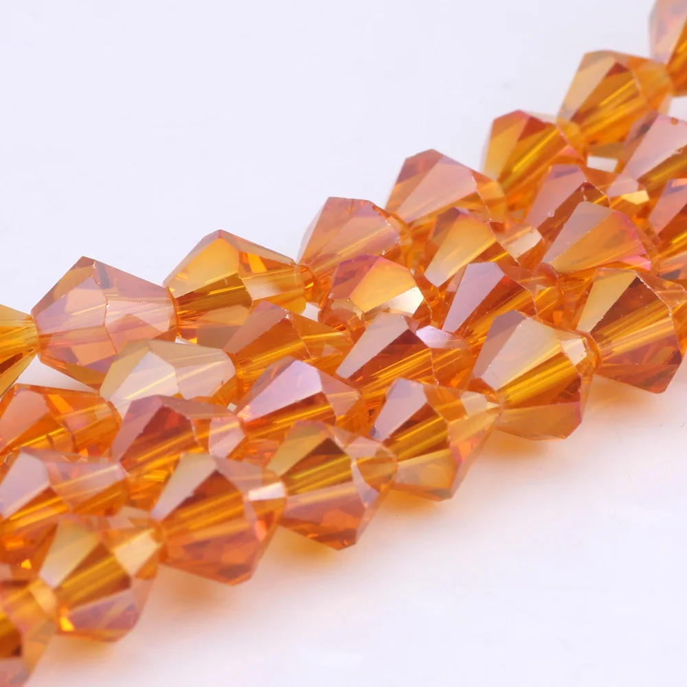 OlingArt 3/4/6/8mm  Bicone Upscale Austrian Multicolored crystal Orange AB color beads Loose bead bracelet DIY Jewelry Making