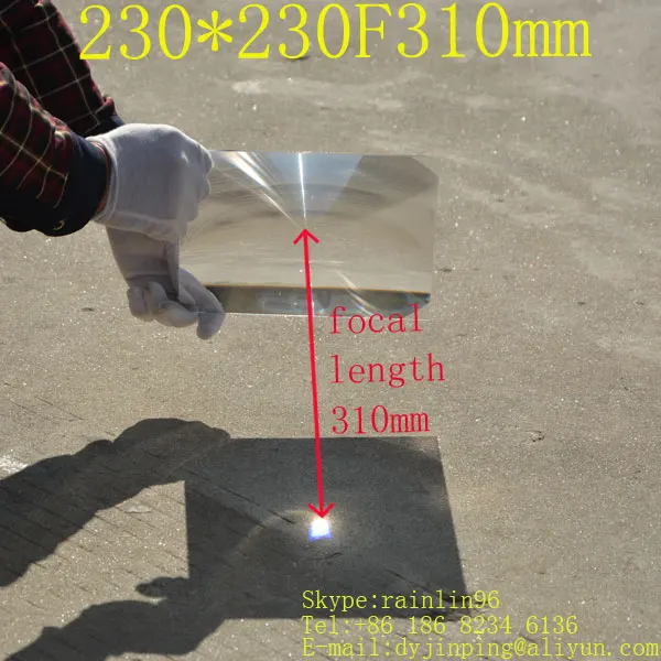 Solar concentrator lens 230*230mm focal length 310mm high-power condenser temperatures Easy to ignite wood free shipping