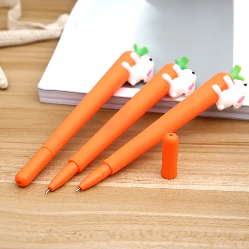 4 pcs Korean new cute cartoon creative white rabbit love carrot student black neutral pen office signature pen