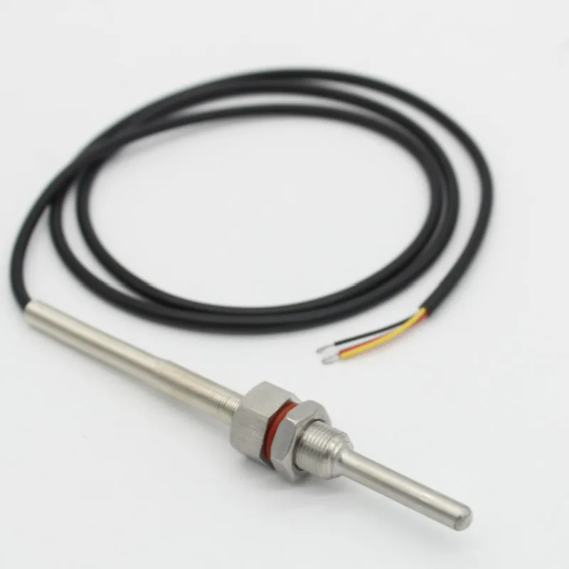 

DS18B20 Digital Temperature Sensor M12x1 Thread Probe OD=6mm 1m PVC 3-core Wire Stainless Steel Shell L35mm- L300mm