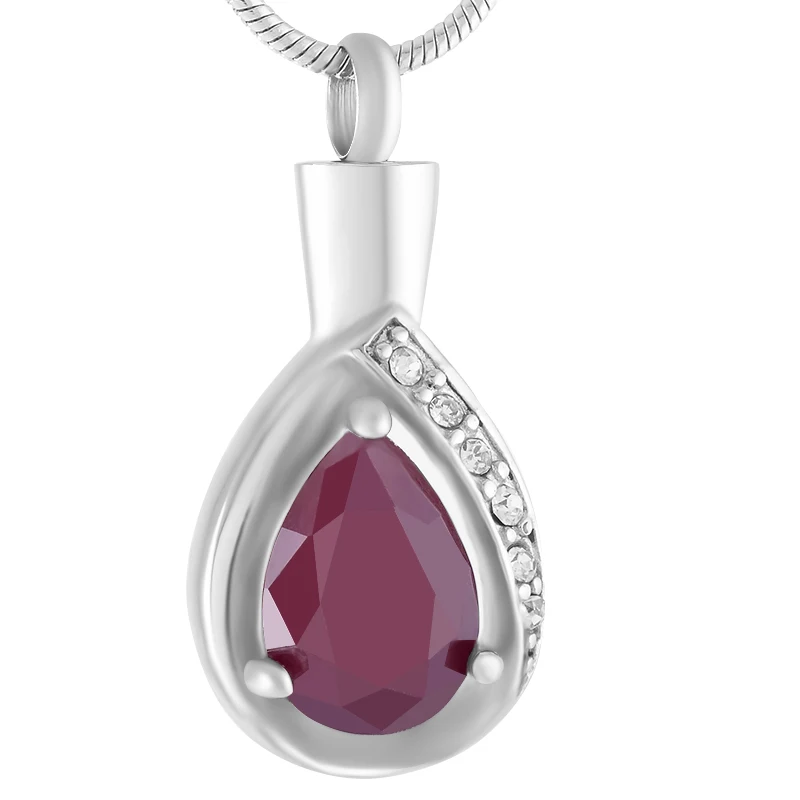 

IJD9441 Inlay Purple/Blue Teardrop Crystal Cremation Jewelry 316L Stainless Steel Keepsake Memorial Urn pendant to Hold Ashes