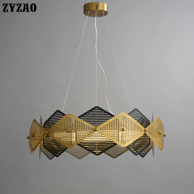 Nordic Postmodern Luxury Gold Circle Pendant Lights Living Room Simple Iron Art Deco Hanglamp Creative Home Decor Light Fixtures