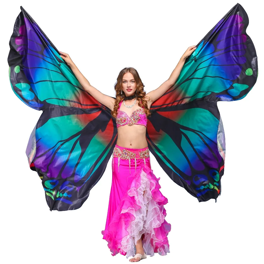 2018  Performance Women Dancewear Bellydance Props Polyester Cape Cloak Dance Fairy Wing Belly Dance  Butterfly Wings Adult