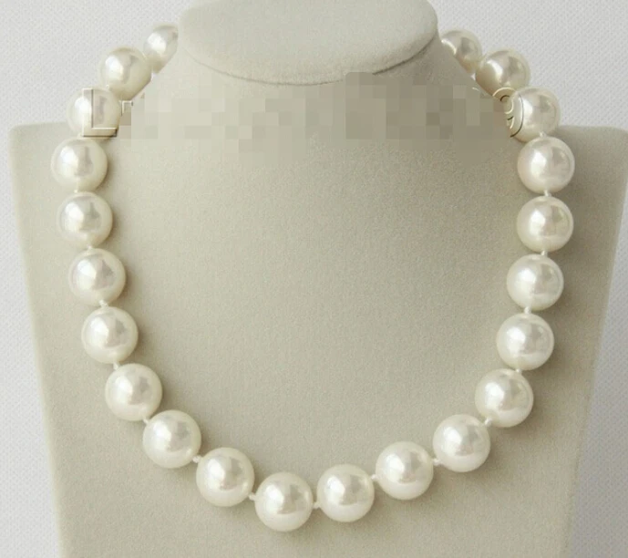 round white south sea shell pearls necklace zircon magnet clasp Factory Wholesale price Women Gift word Jewelry 18inch real