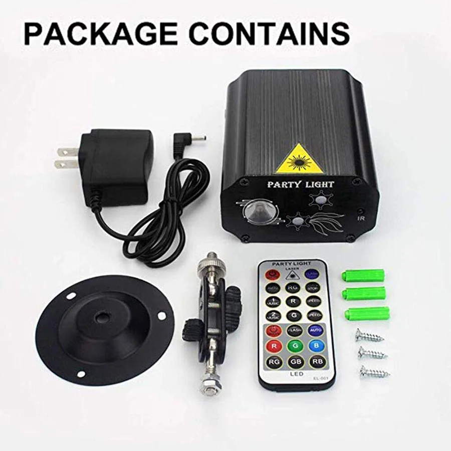 LED Club Disco DJ Party Light Red Green Laser Projector Lights with 16 Patterns Sound Control LED Xmas stage Projector Light