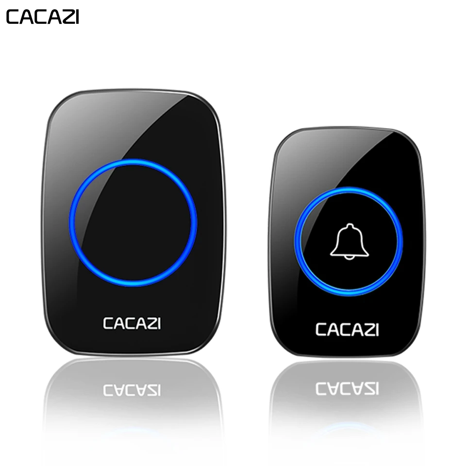 

CACAZI Wireless Doorbell Waterproof 300M Remote Cordless Door Ring Bell 60 Chimes 0-110DB US EU UK Plug 1 2 Button 1 2 Receiver