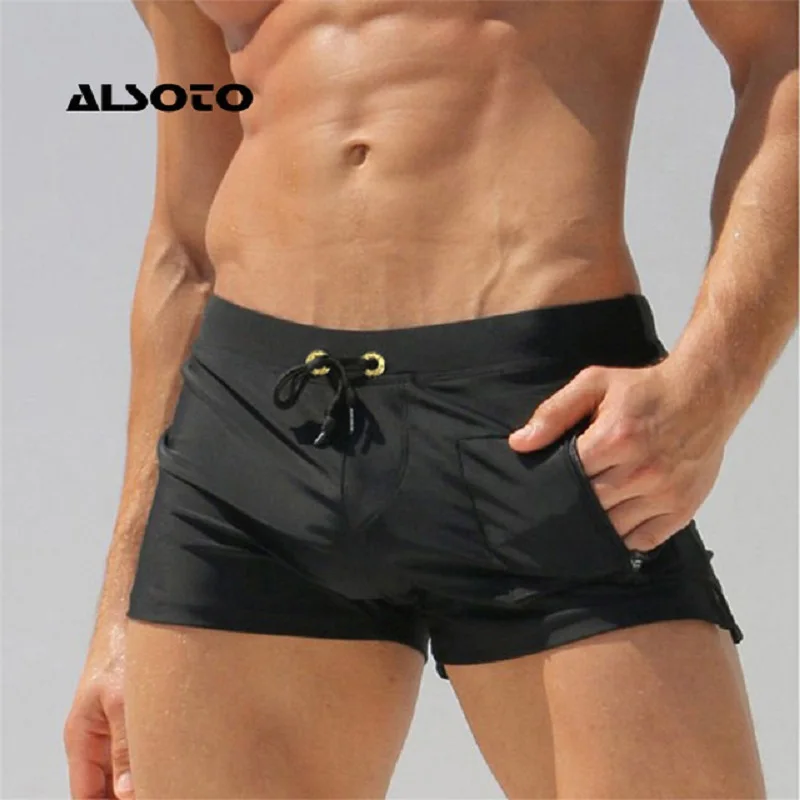 ALSOTO New Board Shorts Men Swimwear Swimsuits Shorts Men Breathable Men\'s Swimsuits Trunks Boxer Briefs Sunga SwimSuits