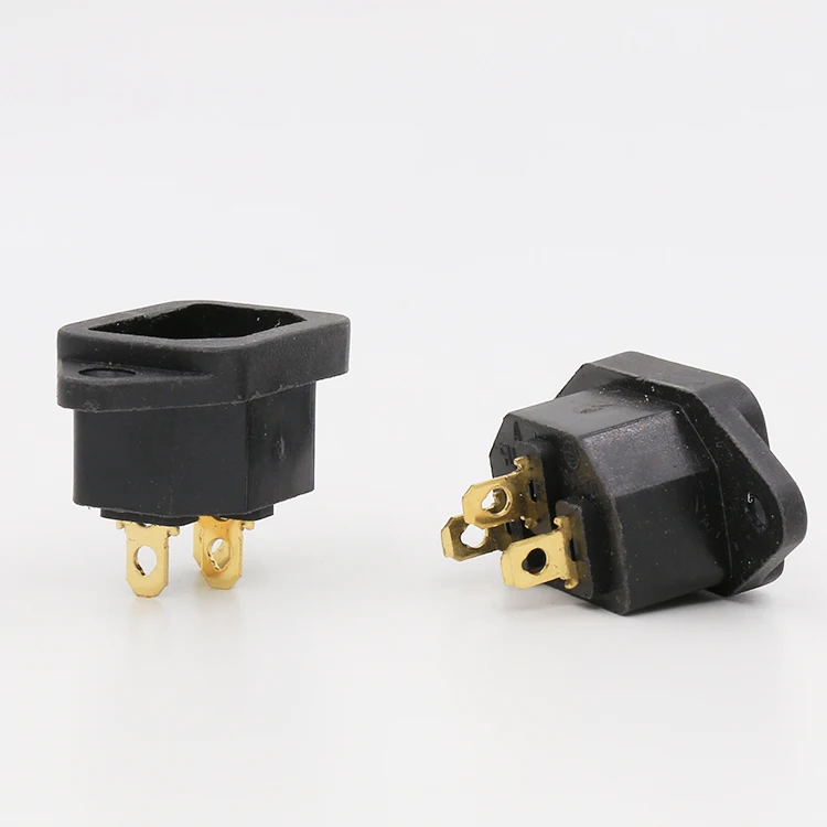 FI-05G GOLD plated IEC inlet Mains Audio Power Socket Male Panel Entry Plug IEC Inlet 3Pin AC 250V 10A Elecrtric Plug Outlet