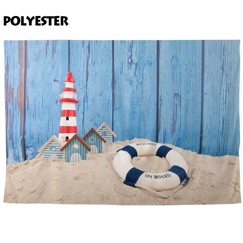 Allenjoy-Fondo de fotografía de playa, faro marino, verano, telón de fondo para niños, photocall, tela para estudio fotográfico