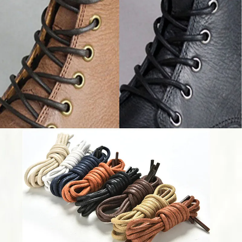 High Quality Shoelaces Waterproof Leather Shoes Laces Round Shape Fine Rope White Black Red Blue Purple Brown Shoelaces