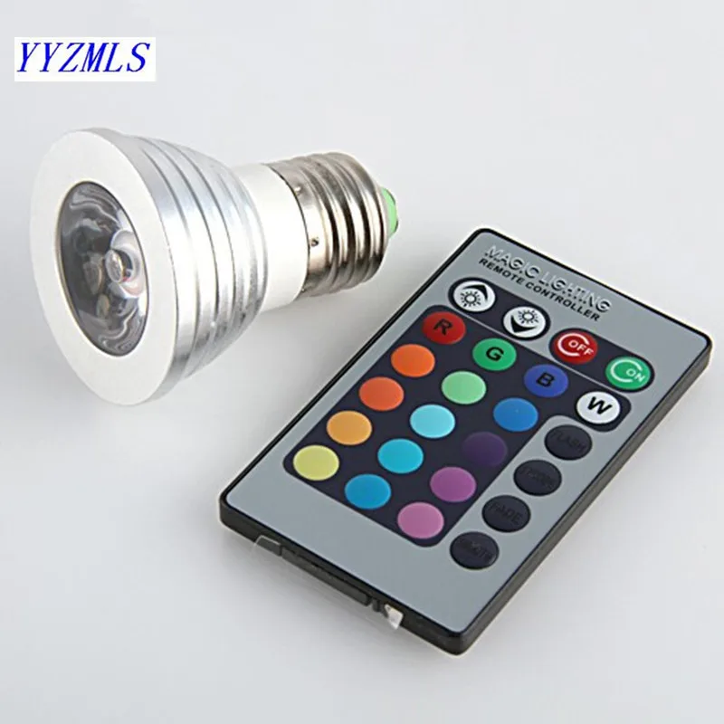 

3W E27 gu10 RGB LED Bulb Light 16 Color RGB Changing lamp spotlight with Remote Controller for home party Improve atmosphere