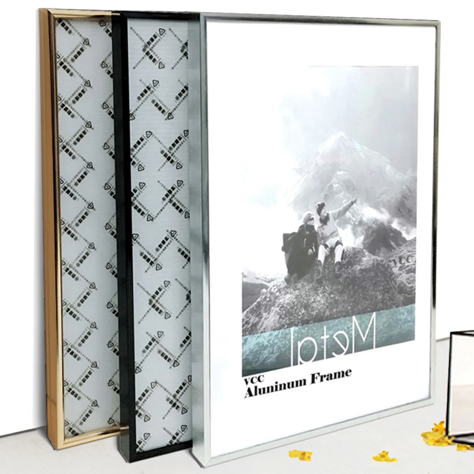 Ramka na zdjęcia Metalowa ramka na plakat Klasyczne aluminiowe ramki na zdjęcia do zawieszania na ścianie A3 A4 30x30 Ramka na certyfikat VCC